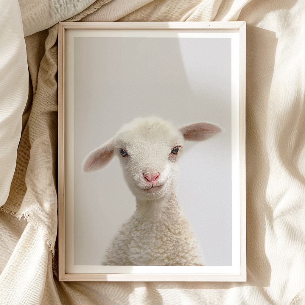 Lamb Nursery Print - Soft Farm Animal Wall Art for Baby Rooms