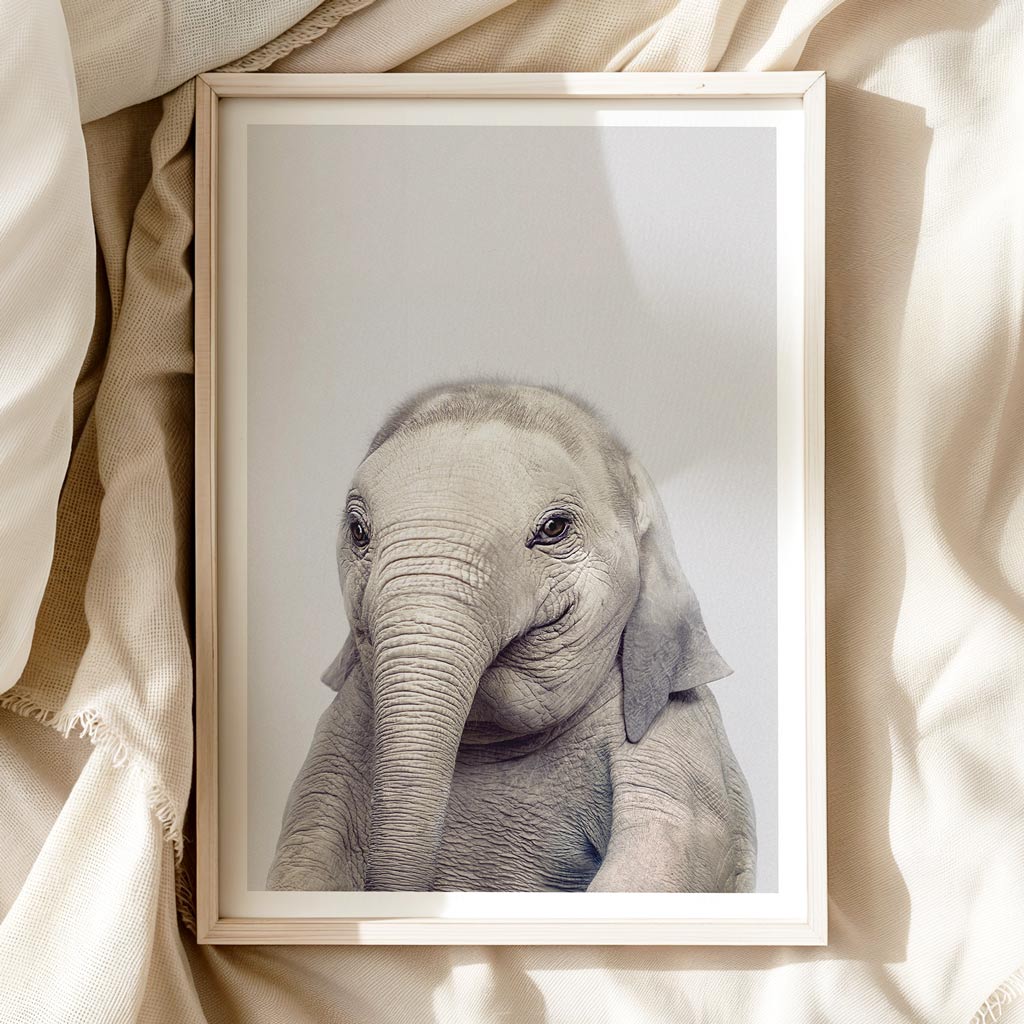 Elephant Nursery Print - Gentle Safari Animal Wall Art for Baby Rooms