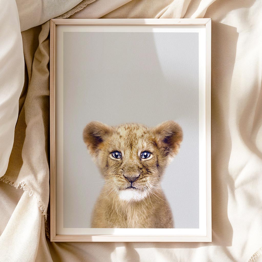 Lion Cub Nursery Print - Playful Safari Animal Wall Art for Baby Rooms