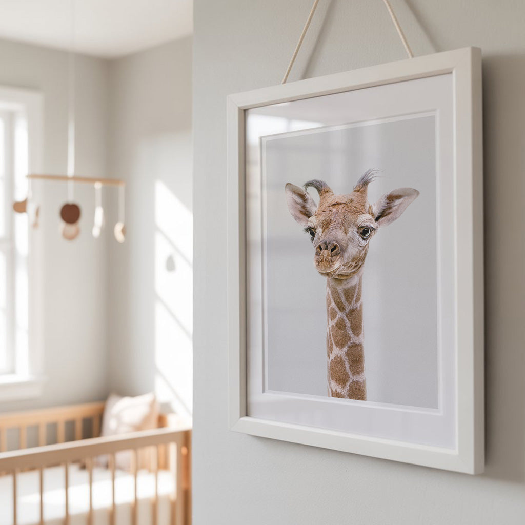 FRIENDLY GIRAFFE • Nursery Wall Art • Safari Animals Art Print