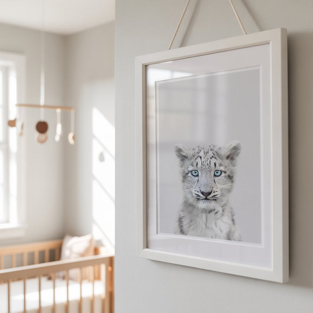 SNOW LEOPARD CUB • Cute Nursery Wall Art • Baby Animals Art Print