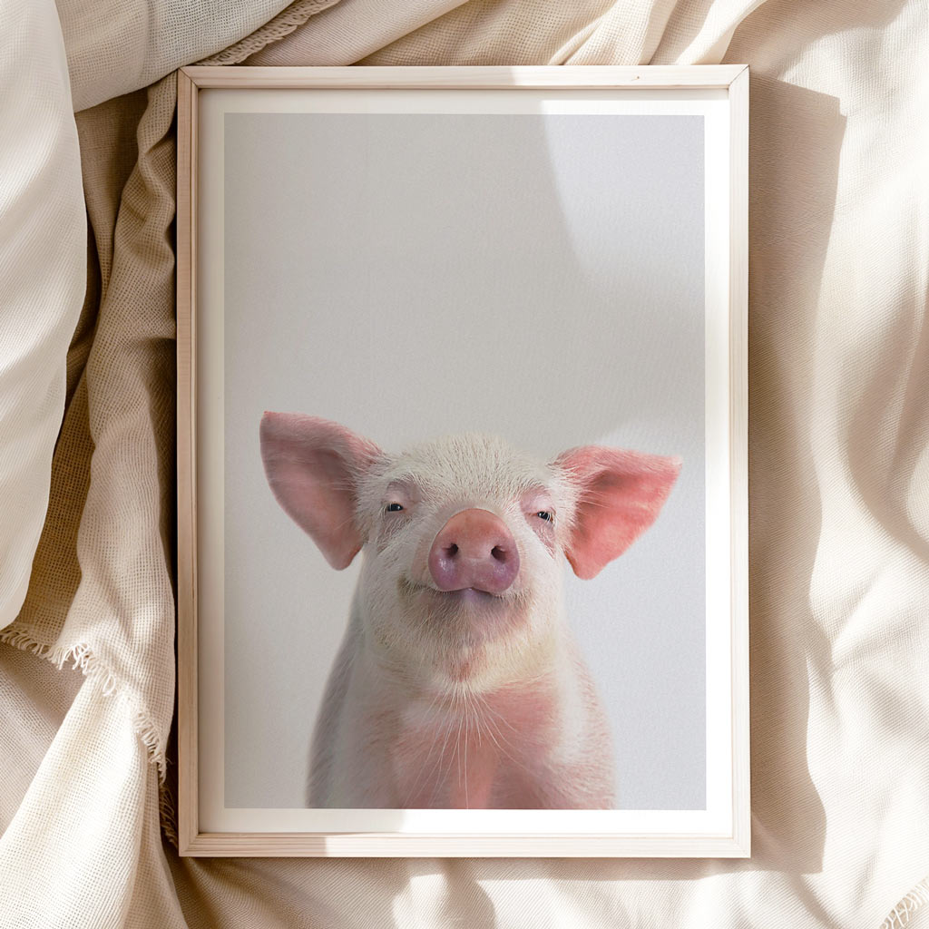 HAPPY PIGLET • Nursery Wall Art • Farm Animals Art Print