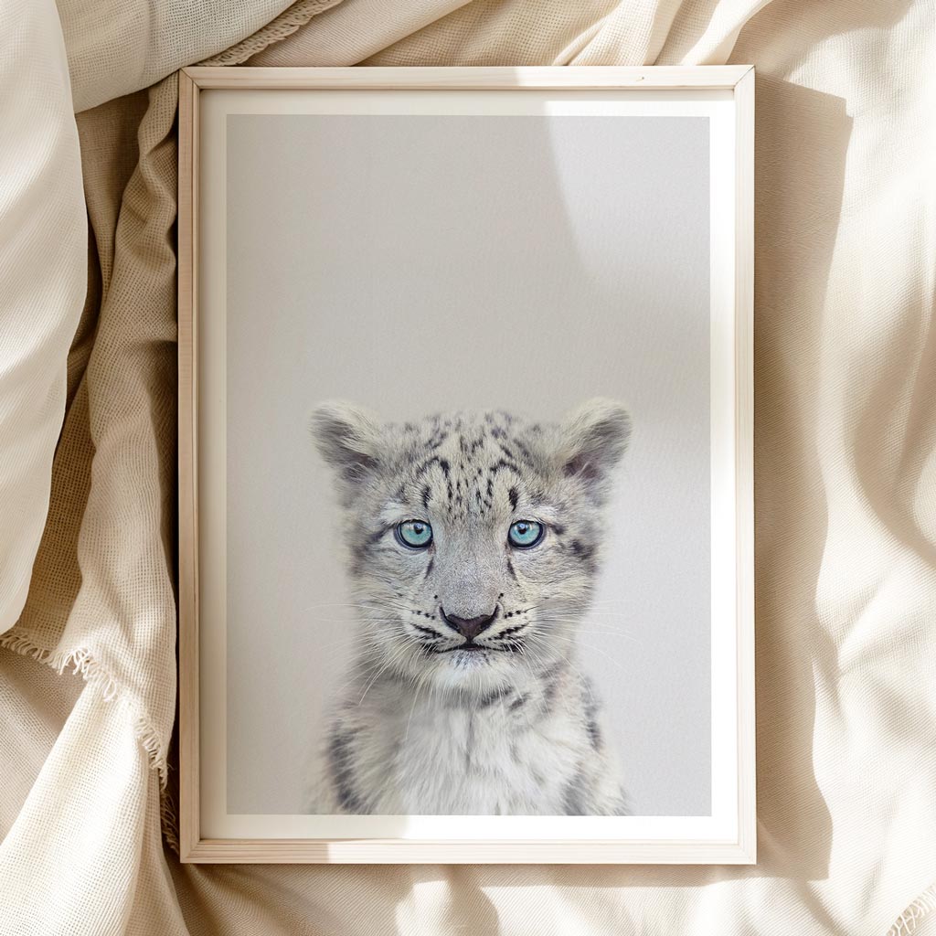 SNOW LEOPARD CUB • Cute Nursery Wall Art • Baby Animals Art Print