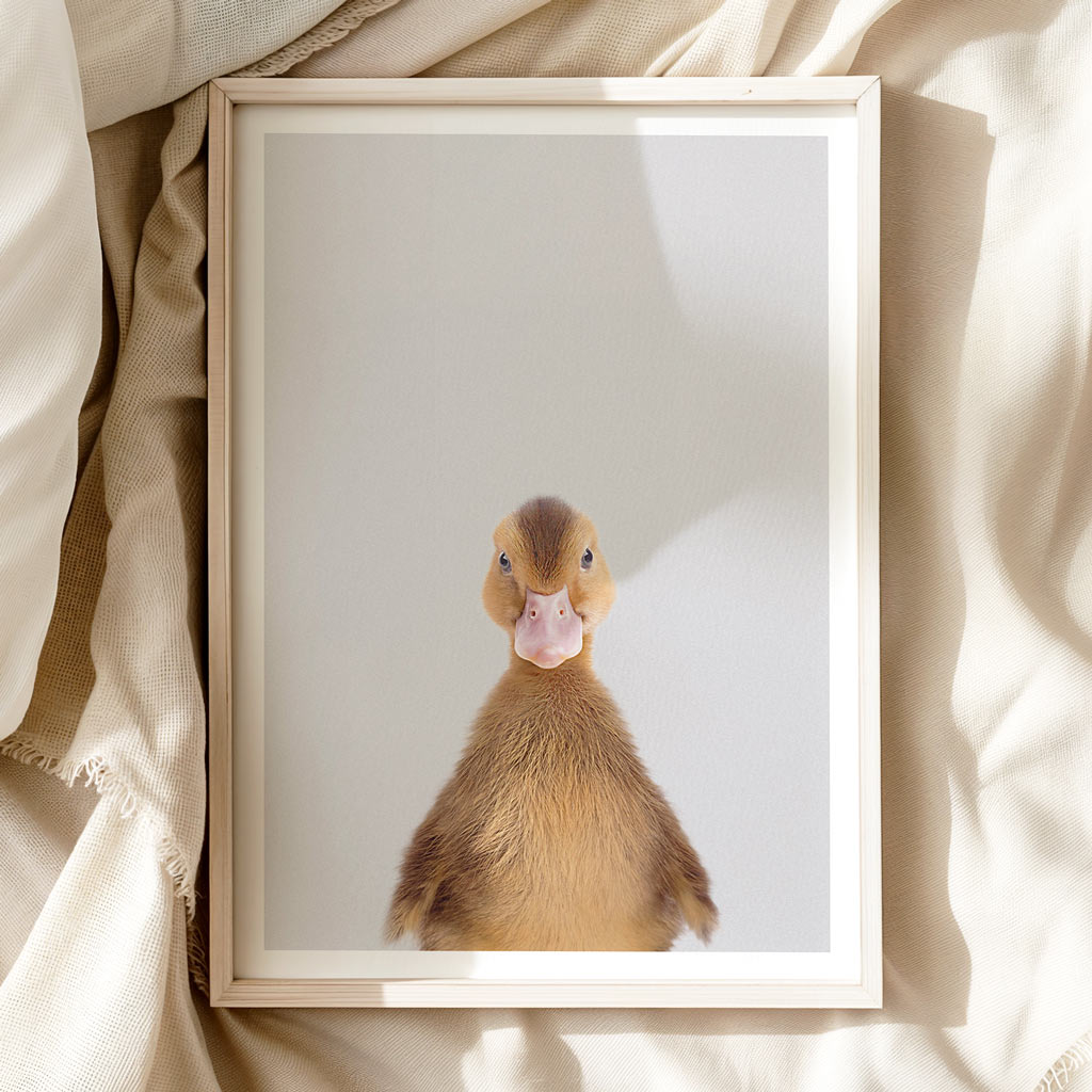 BROWN DUCKLING • Neutral Nursery Art Print • Animal Wall Art