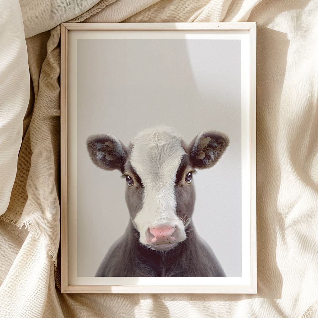 GENTLE Calf • Soft Nursery Wall Art • Farm Animal Art Print