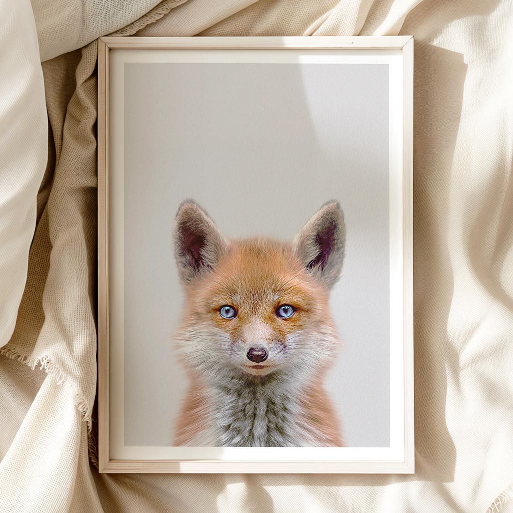 BLUE EYED FOX • Woodland Nursery Wall Art • Baby Animal Print