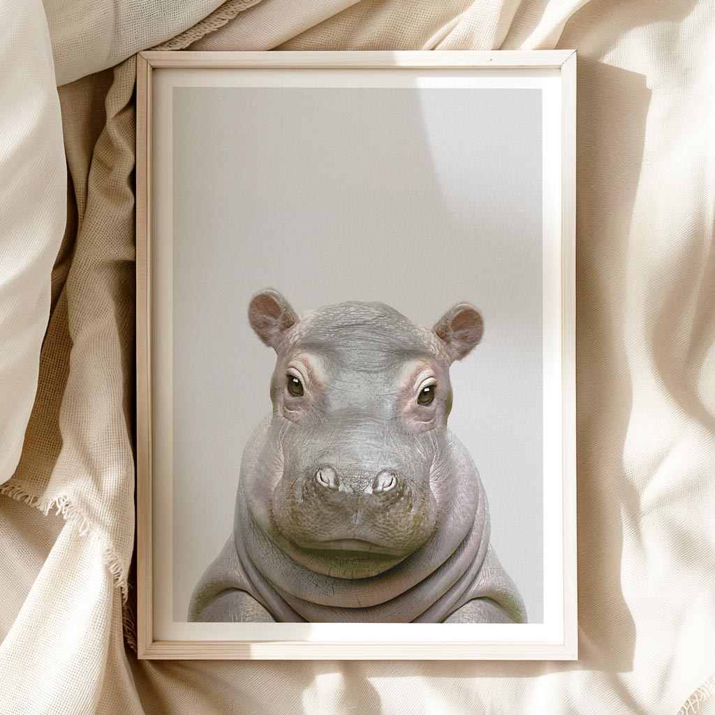 YOUNG HIPPO • Animal Wall Art • Nursery Animals Art Print