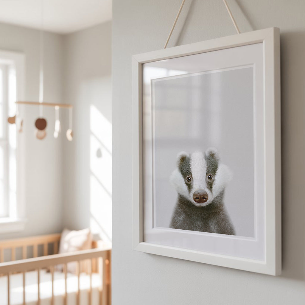 CURIOUS BADGER • Educational Nursery Wall Art • Animal Art Print
