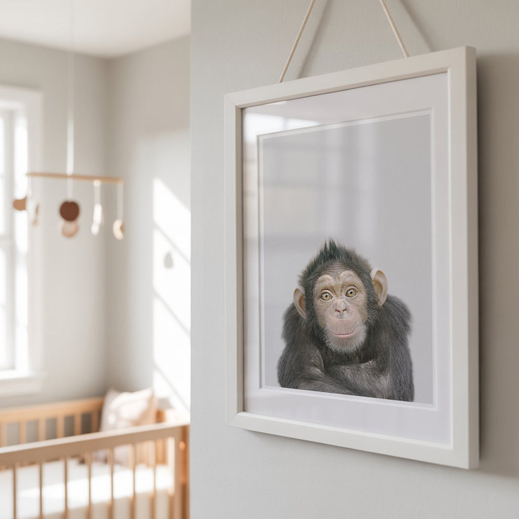 CHEEKY CHIMP • Animal Wall Art • Nursery Monkey Art Print