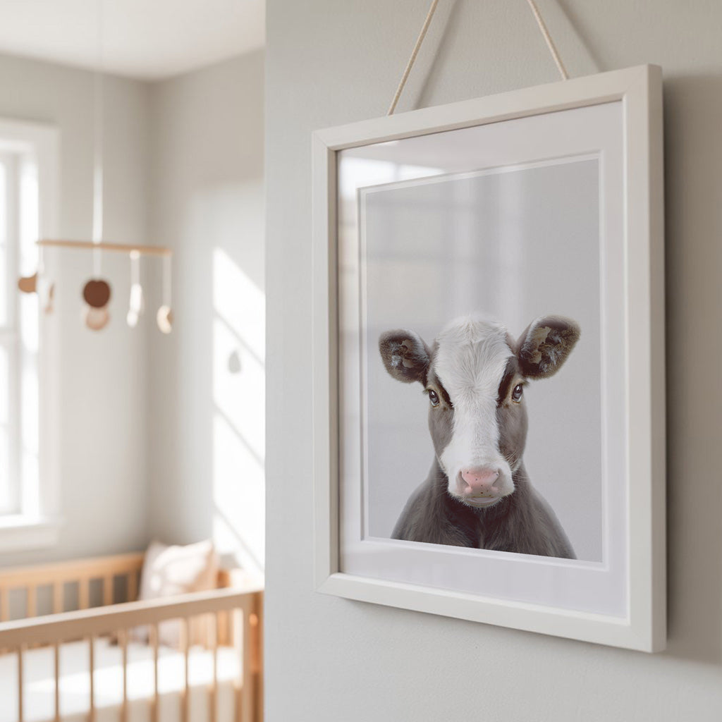 GENTLE Calf • Soft Nursery Wall Art • Farm Animal Art Print
