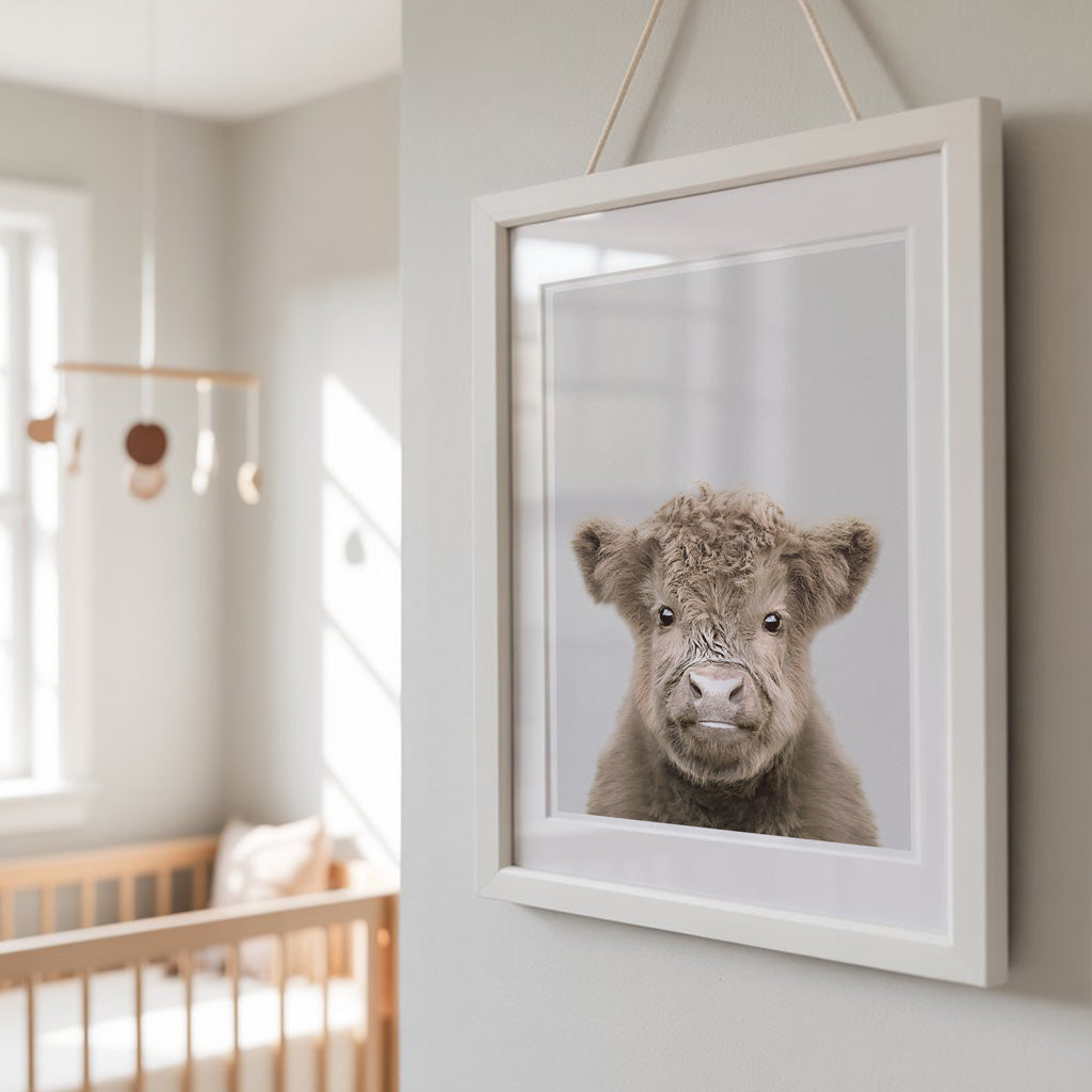 HIGHLAND CALF • Gentle Nursery Wall Art • Baby Animals Art Print