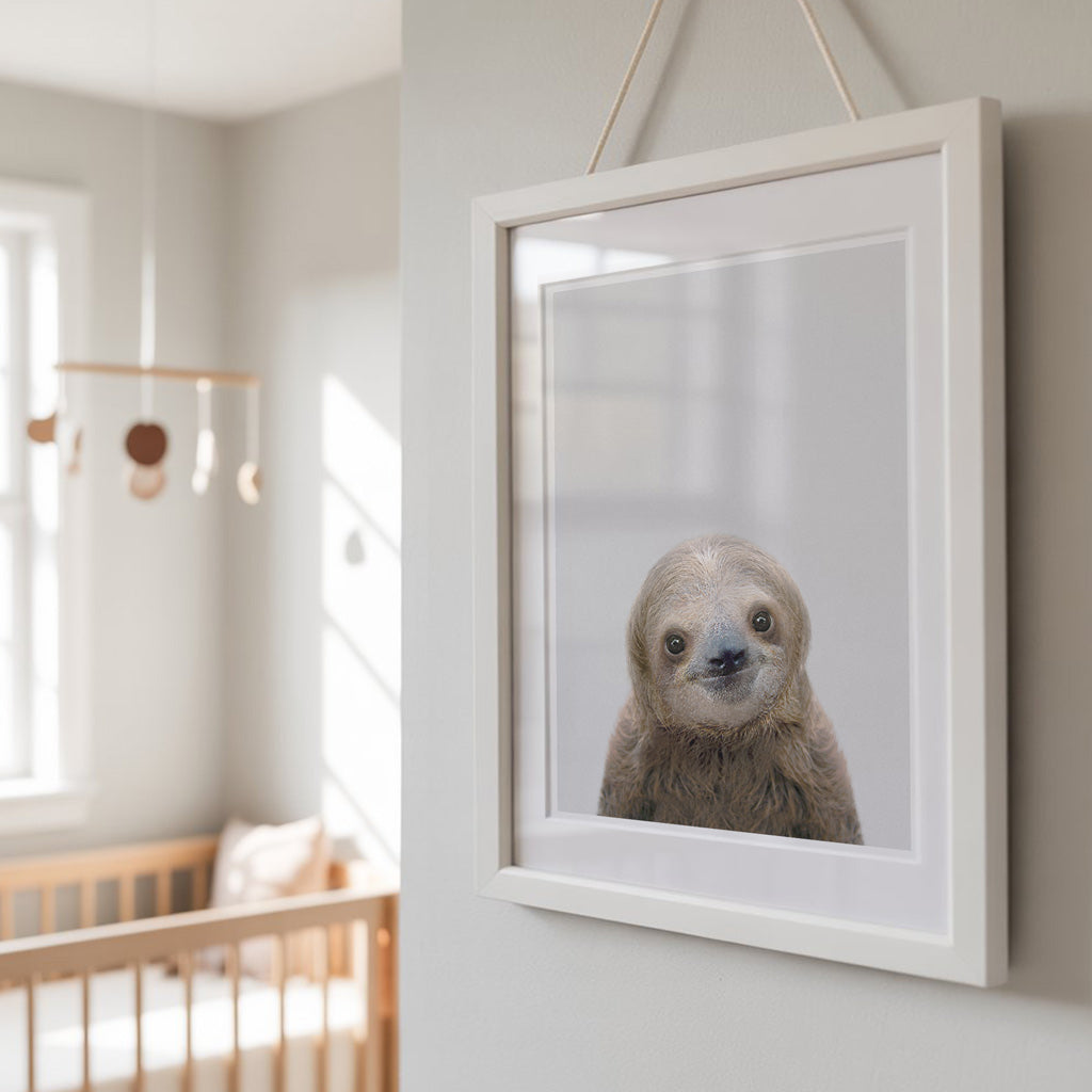 HAPPY SLOTH • Modern Nursery Wall Art • Nursery Animals Art Print