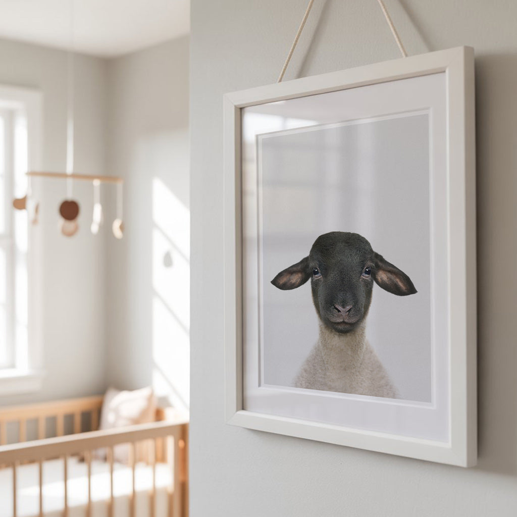 SWEET SUFFOLK LAMB • Animal Nursery Wall Art Print • Calm Neutral Tones