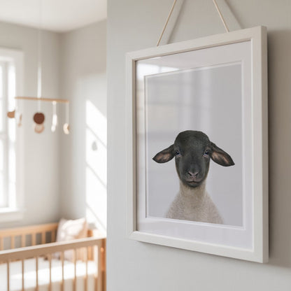 SWEET SUFFOLK LAMB • Animal Nursery Wall Art Print • Calm Neutral Tones