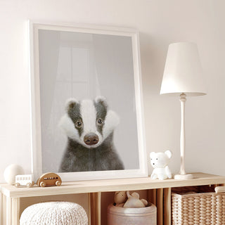 Clever Badger Nursery Print – Woodland Animal Nursery Wall Decor