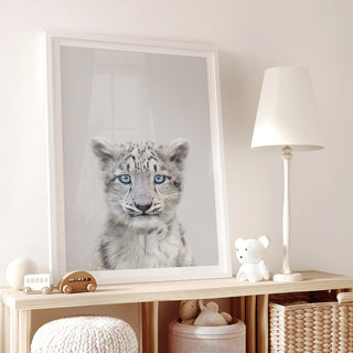 Majestic Snow Leopard Nursery Print – Arctic Baby Animal Wall Art