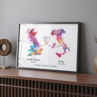 Two Locations Map Print 2.0