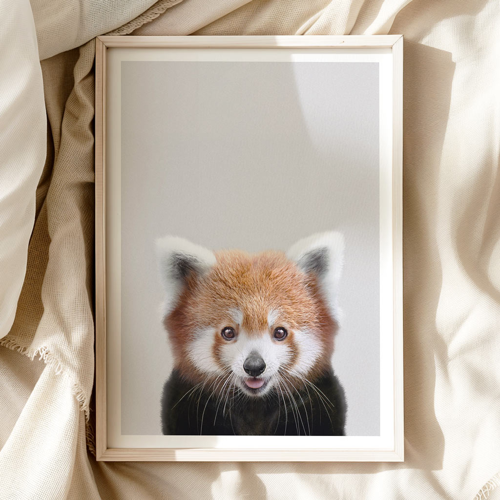 RED PANDA • Neutral Nursery Wall Art • Cute Animal Art Print