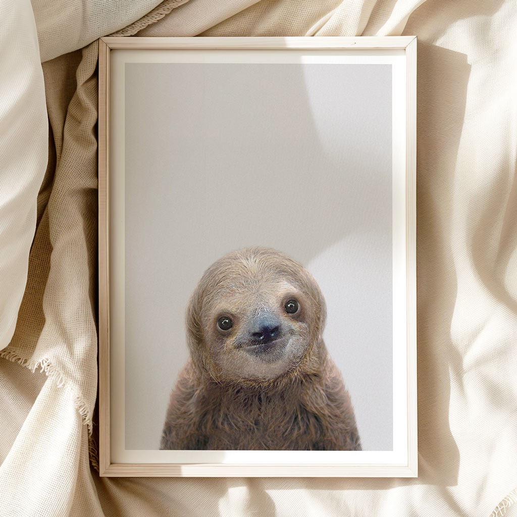 HAPPY SLOTH • Modern Nursery Wall Art • Nursery Animals Art Print